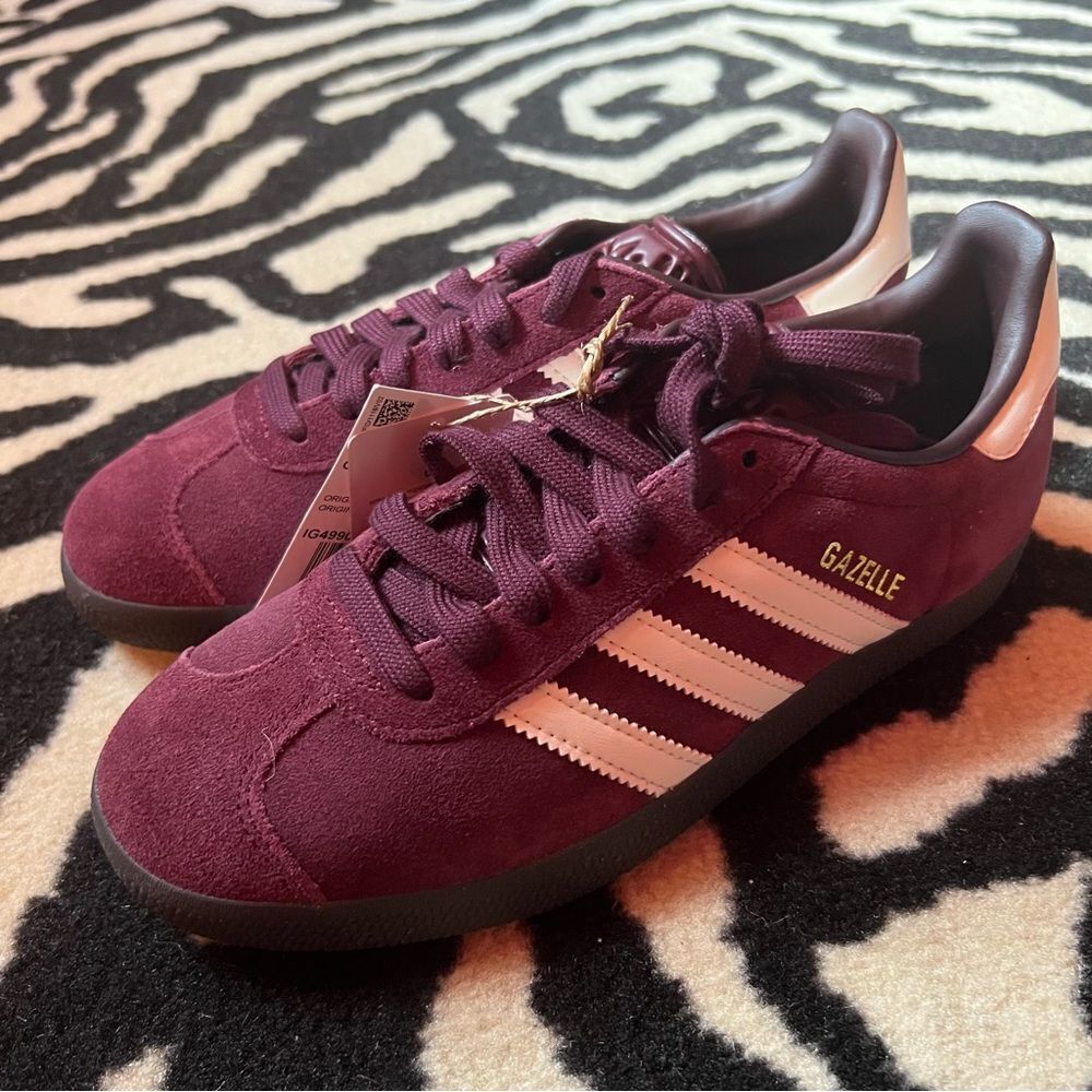 NWT Adidas Gazelle Sneakers Maroon Size Men 5.5/Women 6.5 - Picture 8 of 15